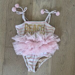 Shade Critters BEACH BUNNY tutu one piece swimsuit pink white 2T